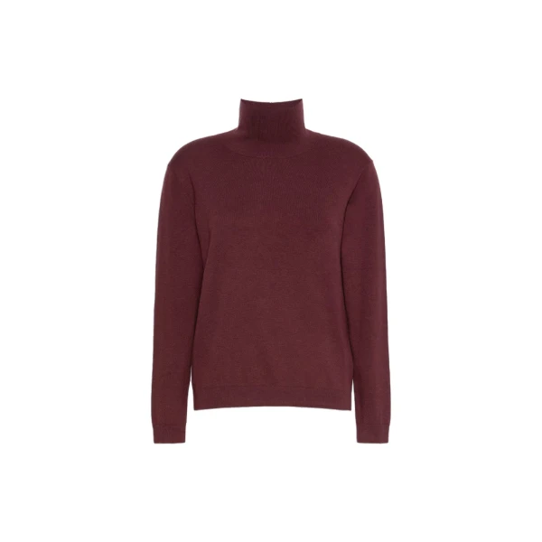 Max Mara Kiku Wool and Silk Turtleneck in Bordeaux | Turtlenecks | Coveti