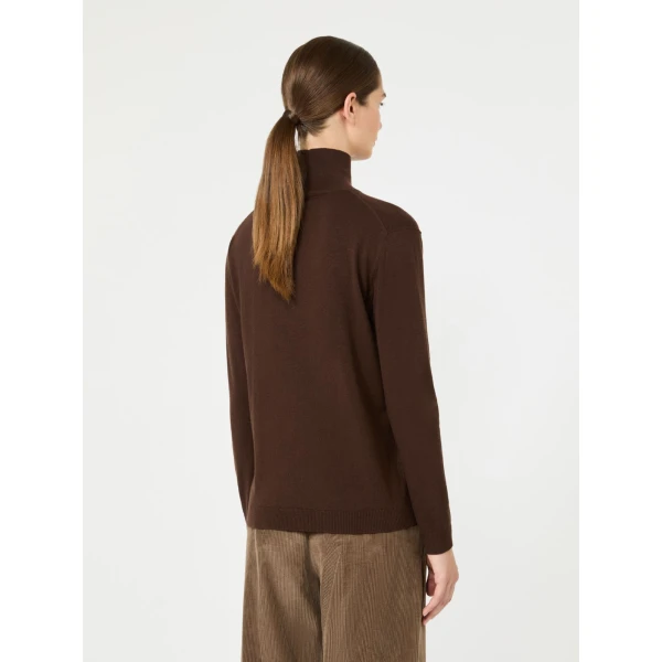 Max Mara Kiku Wool and Silk Turtleneck in Brown | Turtlenecks | Coveti