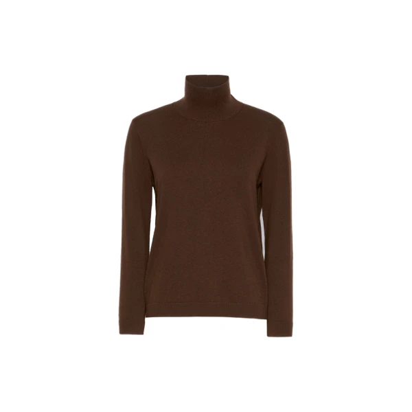 Max Mara Kiku Wool and Silk Turtleneck in Brown | Turtlenecks | Coveti