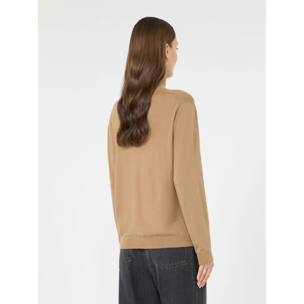 Max Mara Kiku Wool and Silk Turtleneck in Camel | Turtlenecks | Coveti