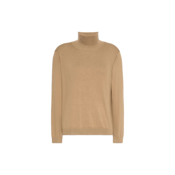 Max Mara Kiku Wool and Silk Turtleneck in Camel | Women | Coveti