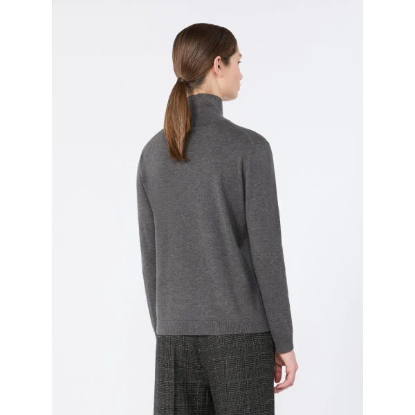 Max Mara Kiku Wool and Silk Turtleneck in Dark Grey | Turtlenecks | Coveti