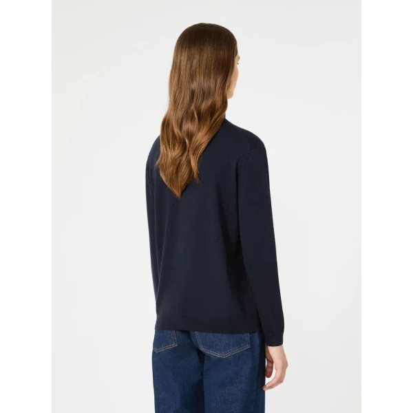 Max Mara Kiku Wool and Silk Turtleneck in Navy | Turtlenecks | Coveti