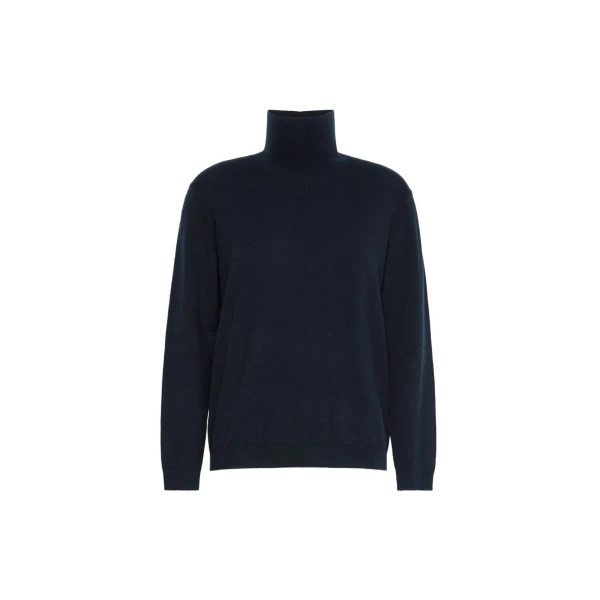 Max Mara Kiku Wool and Silk Turtleneck in Navy | Turtlenecks | Coveti
