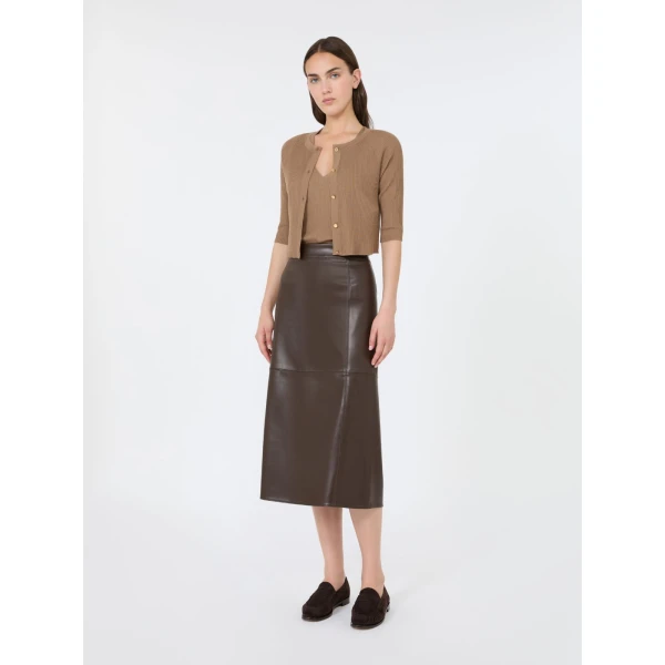 Max Mara Kiwi Cropped Wool Cardigan in Camel | Cardigan | Coveti