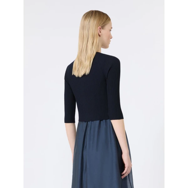 Max Mara Kiwi Cropped Wool Cardigan in Ultramarine | Cardigan | Coveti