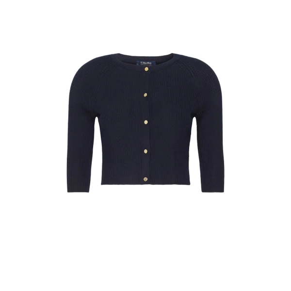Kiwi Cropped Wool Cardigan in Ultramarine