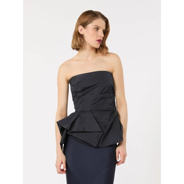 Max Mara Laccio Taffeta Corset Top in Ultramarine | Blouse | Coveti