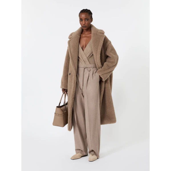 Max Mara Ladyted Cashmere Teddy Bear Icon Coat in Sand | Wool Coat | Coveti