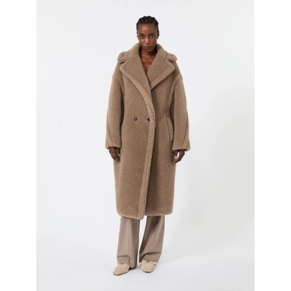Max Mara Ladyted Cashmere Teddy Bear Icon Coat in Sand | Wool Coat | Coveti
