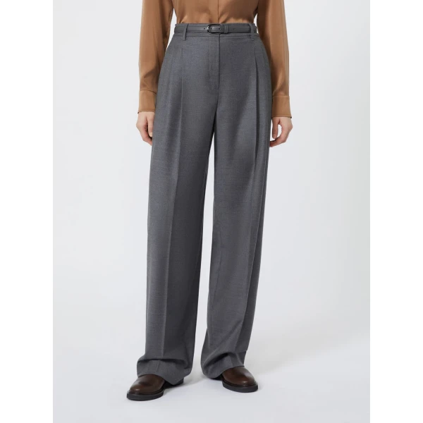 Max Mara Lago Wool Flannel Trousers in Dark Grey | Tailored pants | Coveti