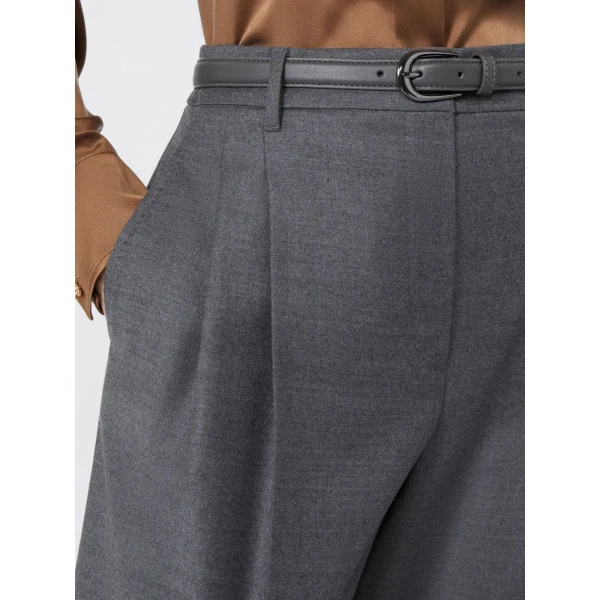 Max Mara Lago Wool Flannel Trousers in Dark Grey | Tailored pants | Coveti