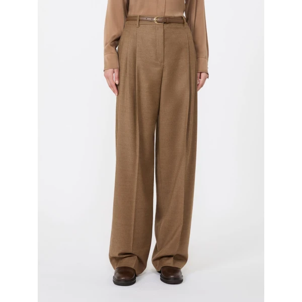 Max Mara Lago Wool Flannel Trousers in Tobacco | Tailored pants | Coveti