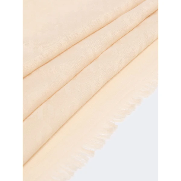 Max Mara Lama Houndstooth Jacquard Shawl in Beige | Scarves | Coveti