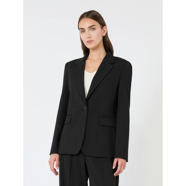 Max Mara Lamine Single-Breasted Stretch Wool Blazer in Black | Blazers | Coveti
