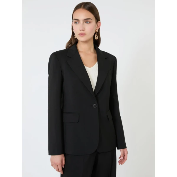 Max Mara Lamine Single-Breasted Stretch Wool Blazer in Black | Blazers | Coveti