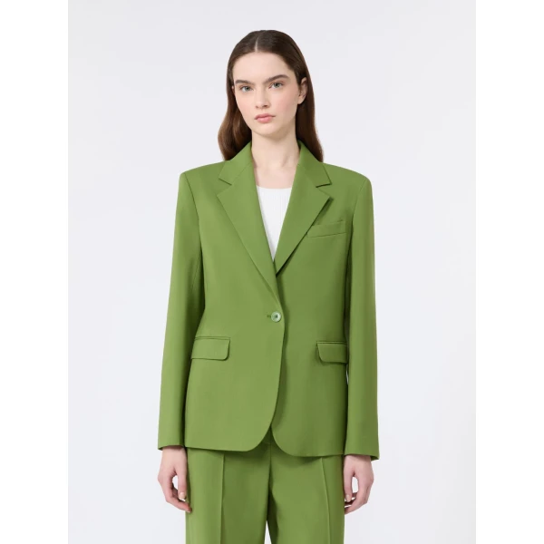 Max Mara Lamine Single-Breasted Stretch Wool Blazer in Green | Blazers | Coveti