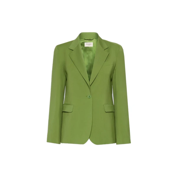 Lamine Single-Breasted Stretch Wool Blazer in Green