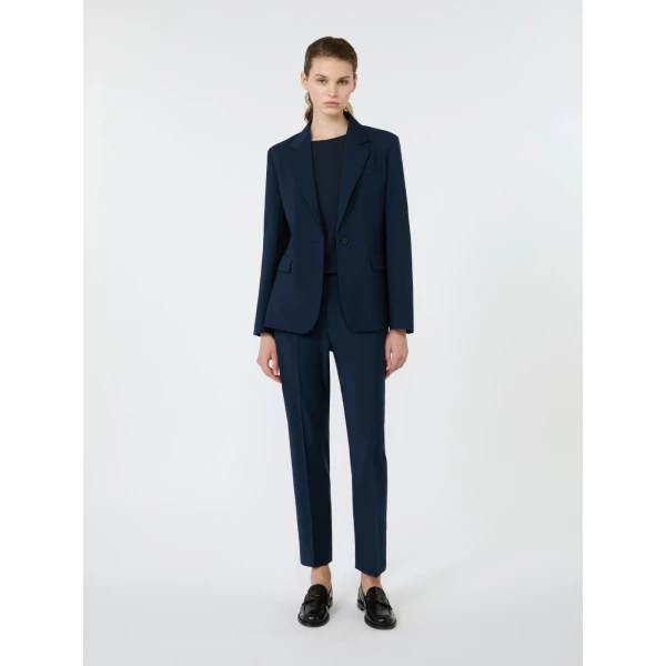 Max Mara Lamine Single-Breasted Stretch Wool Blazer in Navy | Blazers | Coveti