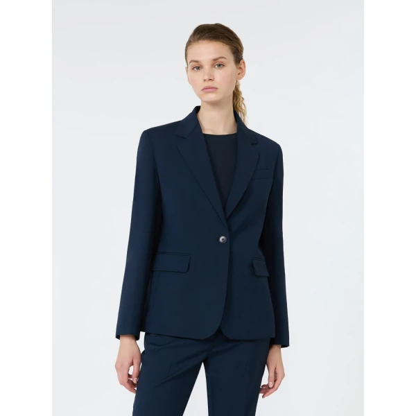 Max Mara Lamine Single-Breasted Stretch Wool Blazer in Navy | Blazers | Coveti