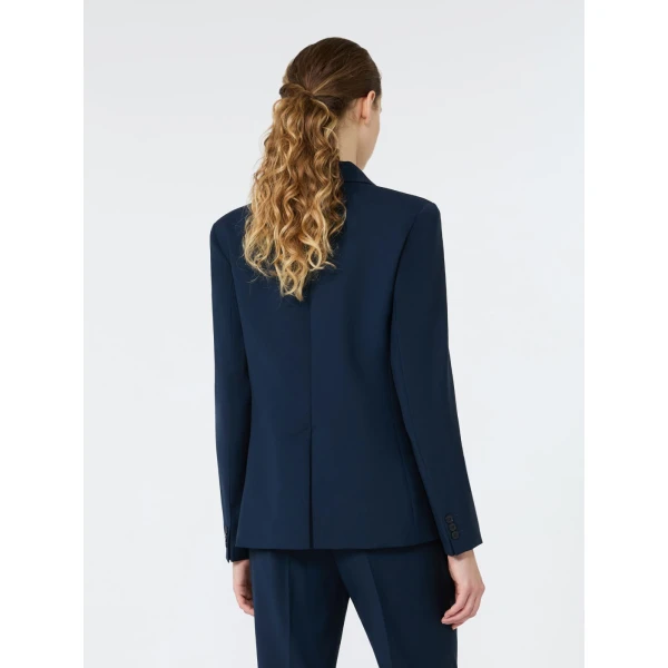 Max Mara Lamine Single-Breasted Stretch Wool Blazer in Navy | Blazers | Coveti