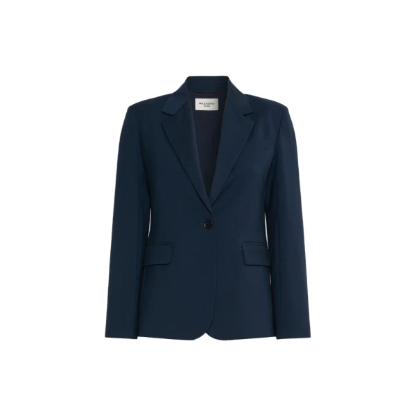 Max Mara Lamine Single-Breasted Stretch Wool Blazer in Navy | Women | Coveti