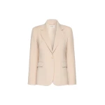 Max Mara Lamine Single-Breasted Stretch Wool Blazer in Powder Pink | Blazers | Coveti