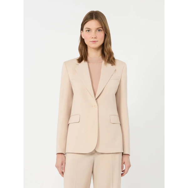 Max Mara Lamine Single-Breasted Stretch Wool Blazer in Powder Pink | Blazers | Coveti