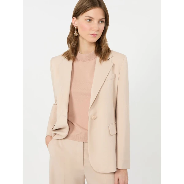 Max Mara Lamine Single-Breasted Stretch Wool Blazer in Powder Pink | Blazers | Coveti