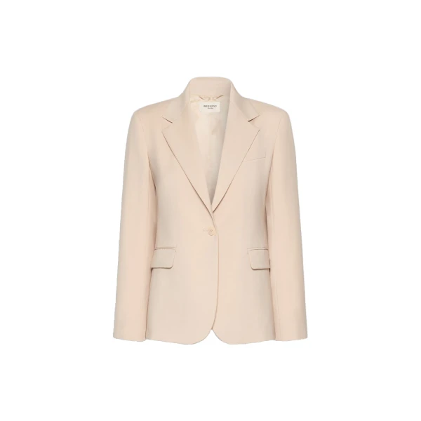 Max Mara Lamine Single-Breasted Stretch Wool Blazer in Powder Pink | Blazers | Coveti