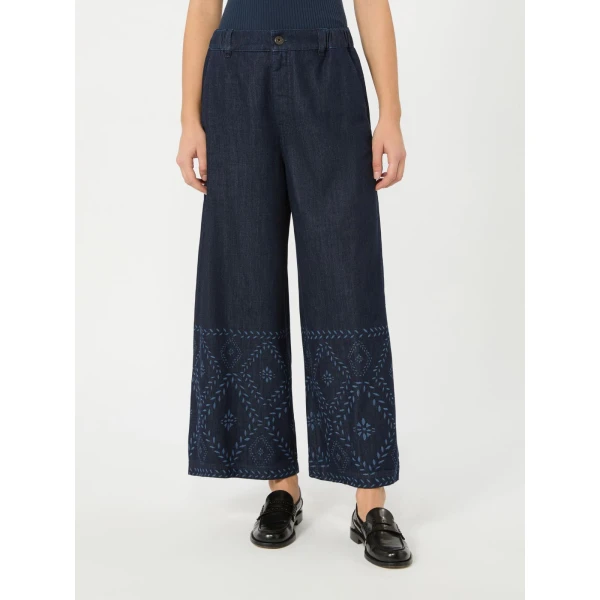 Max Mara Lampada Laser-Cut Denim Jeans in Navy | Denim | Coveti
