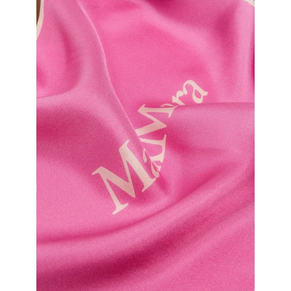 Max Mara Lampara Printed Silk Pocket Square in Antique Rose | Scarves | Coveti
