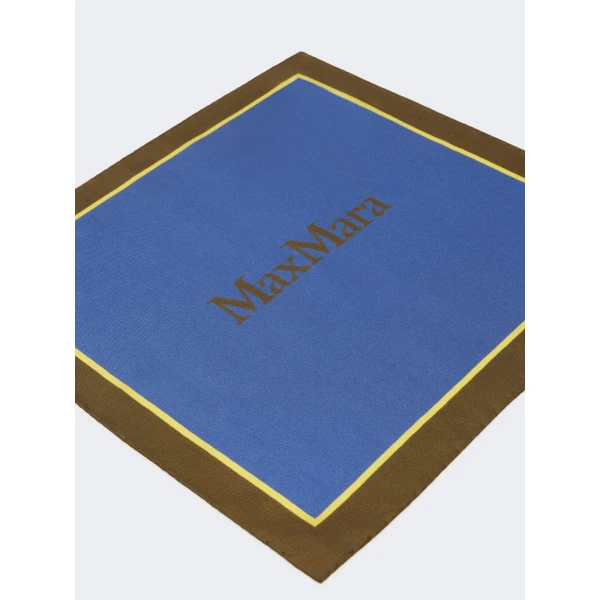 Max Mara Lampara Printed Silk Pocket Square in Light Blue | Scarves | Coveti