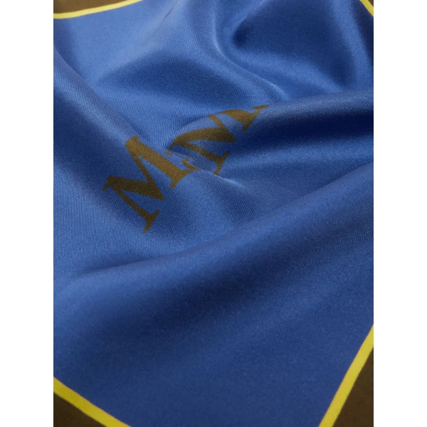 Max Mara Lampara Printed Silk Pocket Square in Light Blue | Scarves | Coveti