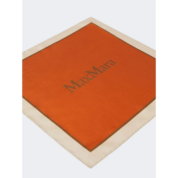 Max Mara Lampara Printed Silk Pocket Square in Orange | Scarves | Coveti