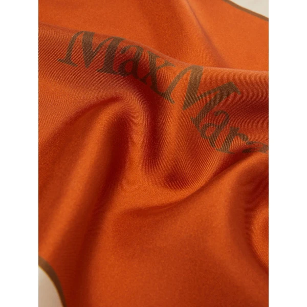 Max Mara Lampara Printed Silk Pocket Square in Orange | Scarves | Coveti