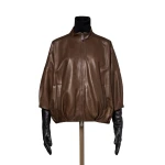 Max Mara Lanoso Lambskin Nappa Leather Blouson in Mud | Leather Jackets | Coveti