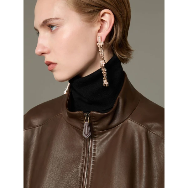 Max Mara Lanoso Lambskin Nappa Leather Blouson in Mud | Leather Jackets | Coveti