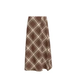Max Mara Lanoso Tartan Wool Wrap Skirt in Brown | Midi Skirts | Coveti