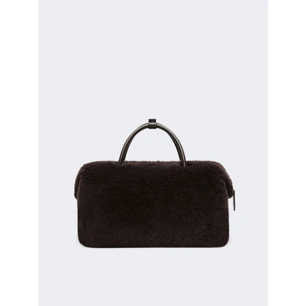 Max Mara Large Alpaca and Wool Teddy Boston Bag in Brown | Totes & Top-Handle Bags | Coveti