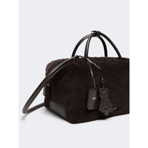 Max Mara Large Alpaca and Wool Teddy Boston Bag in Brown | Totes & Top-Handle Bags | Coveti