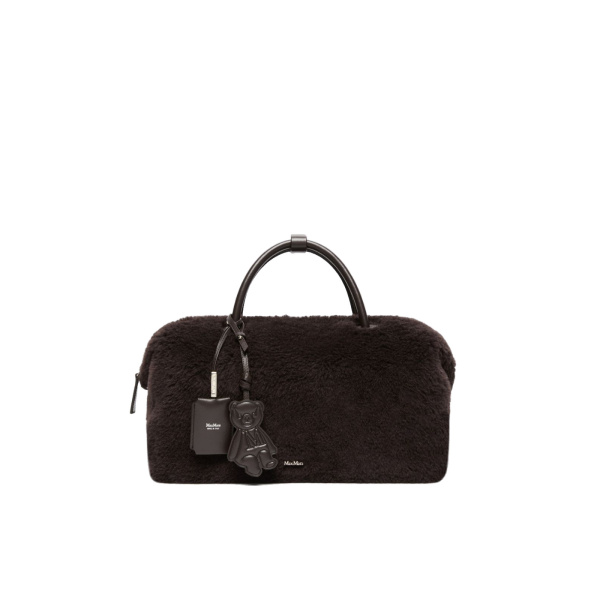 Max Mara Large Alpaca and Wool Teddy Boston Bag in Brown | Totes & Top-Handle Bags | Coveti