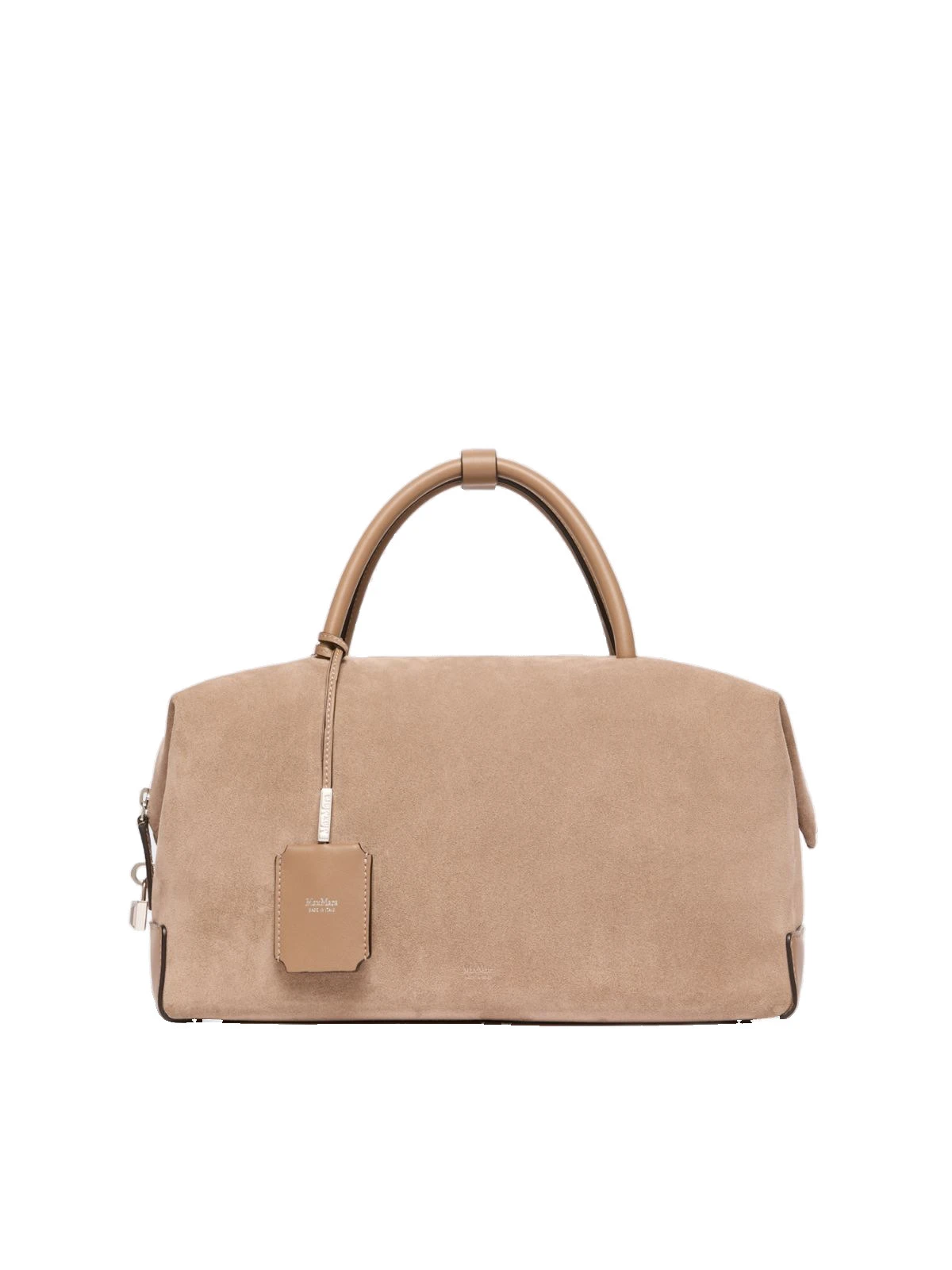 Max Mara Large Nubuck Leather Boston Bag in Mud Max Mara Large Nubuck Leather Boston Bag in Mud | Totes & Top-Handle Bags | Coveti