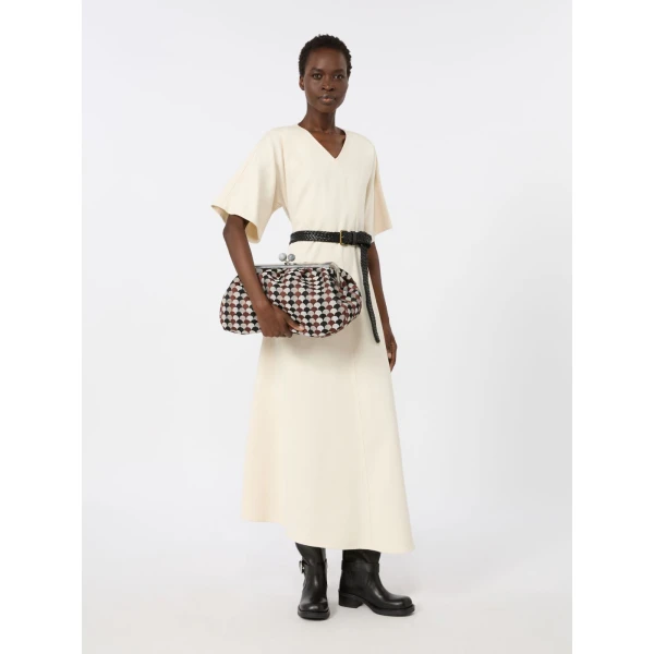 Max Mara Large Pasticcino Bag in Jacquard, Coffee | Clutch Bags | Coveti