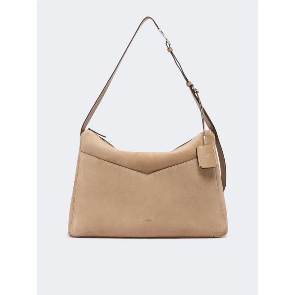 Max Mara Large Split Leather Handbag in Mud | Totes & Top-Handle Bags | Coveti