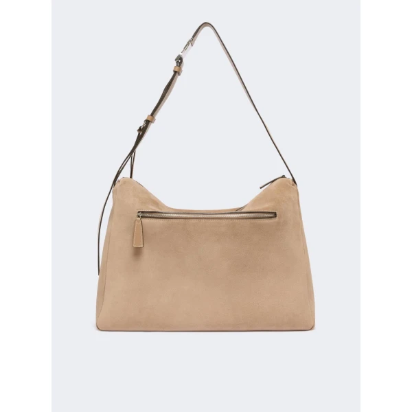 Max Mara Large Split Leather Handbag in Mud | Totes & Top-Handle Bags | Coveti