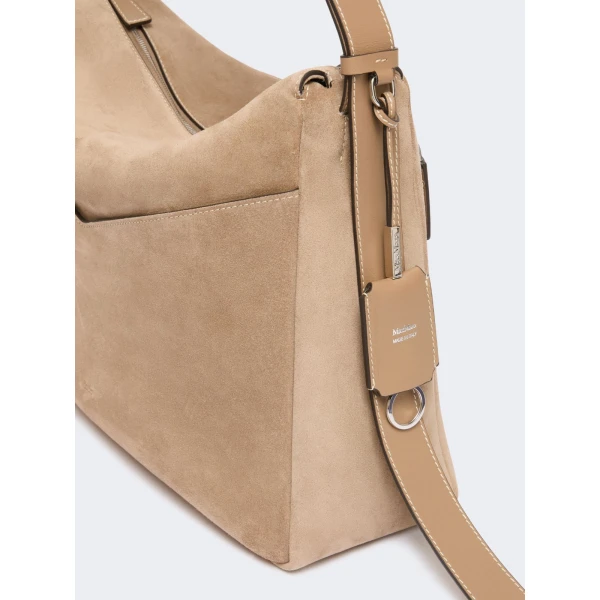 Max Mara Large Split Leather Handbag in Mud | Totes & Top-Handle Bags | Coveti