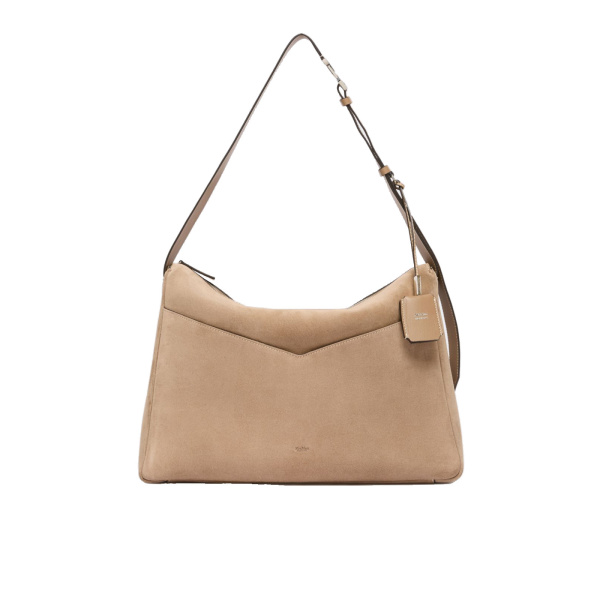 Max Mara Large Split Leather Handbag in Mud | Totes & Top-Handle Bags | Coveti