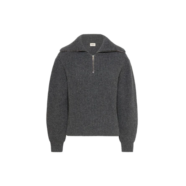 Laser Wool Half-Zip Roll-Neck Jumper in Dark Grey