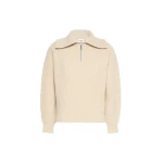 Max Mara Laser Wool Half-Zip Roll-Neck Jumper in Ice Grey | Turtlenecks | Coveti